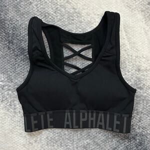 Alphalete High Impact Criss Cross Back Sports Bra Black Size XS Gym Training
